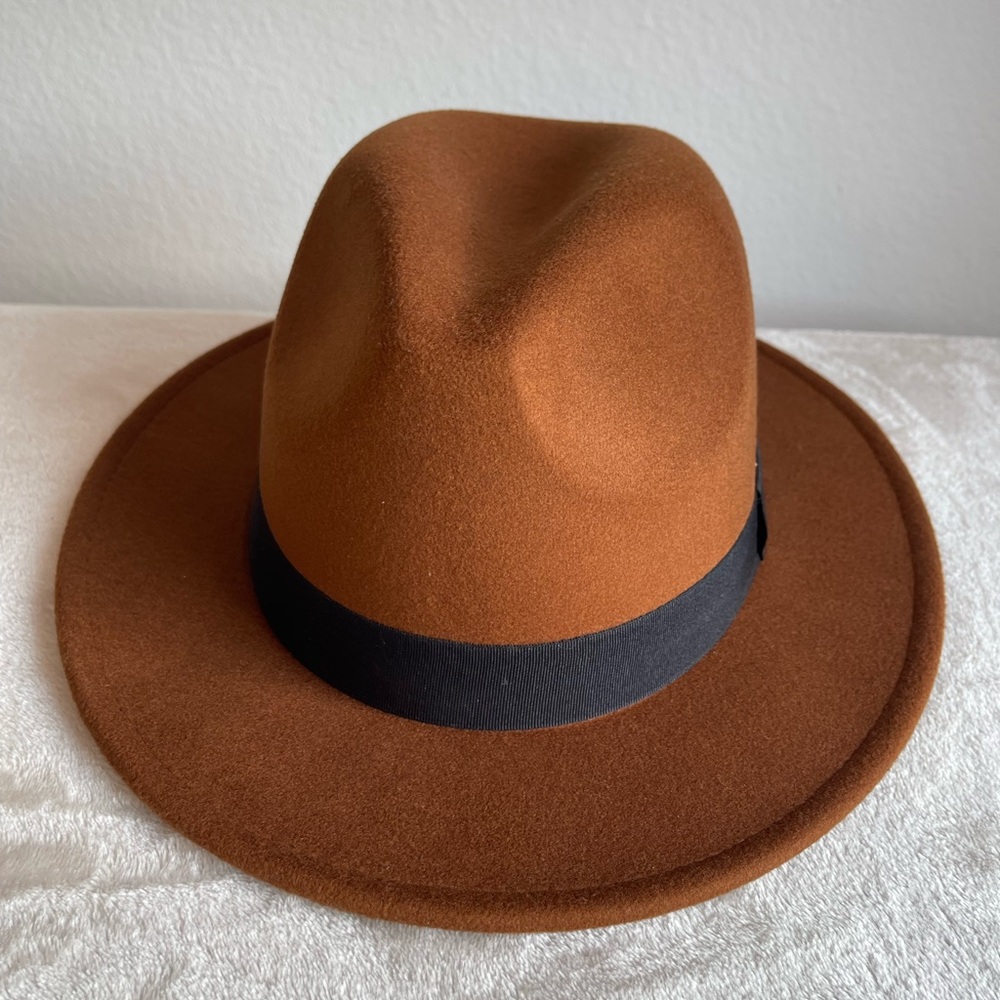 NWOT‎ H&M Brown Wool Fedora with Black Band - Picture 2 of 7